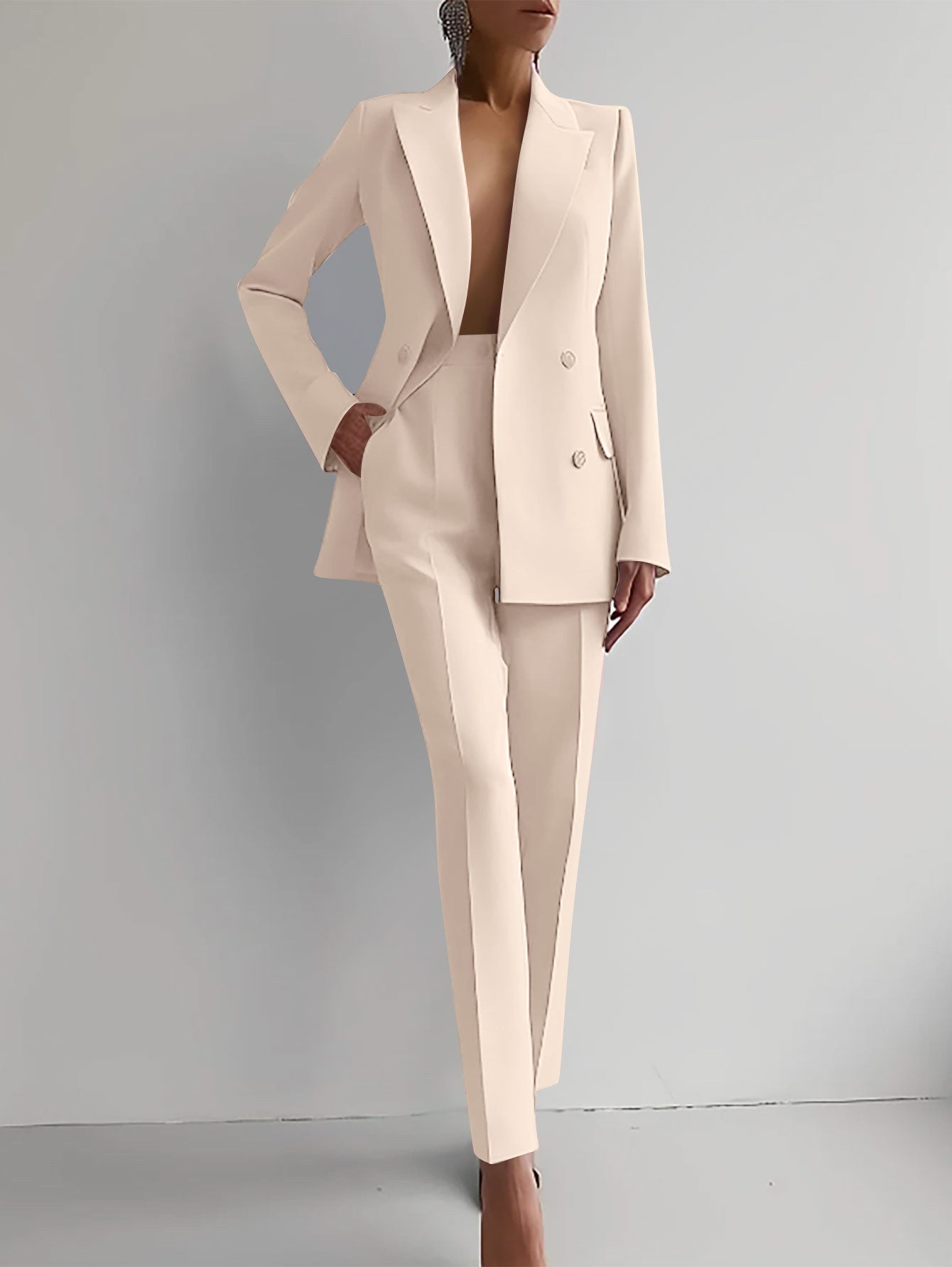Women's Business Casual Suit Set – Long Sleeve Blazer & Slim Trousers | Canada & USA