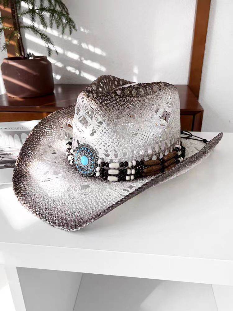 Summer Outdoor Ethnic Style Felt and Straw Cowboy Hat