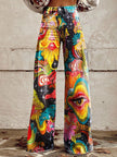 Graphic Printed Bootcut Jeans for Women – Wide Leg Printed Denim Trousers