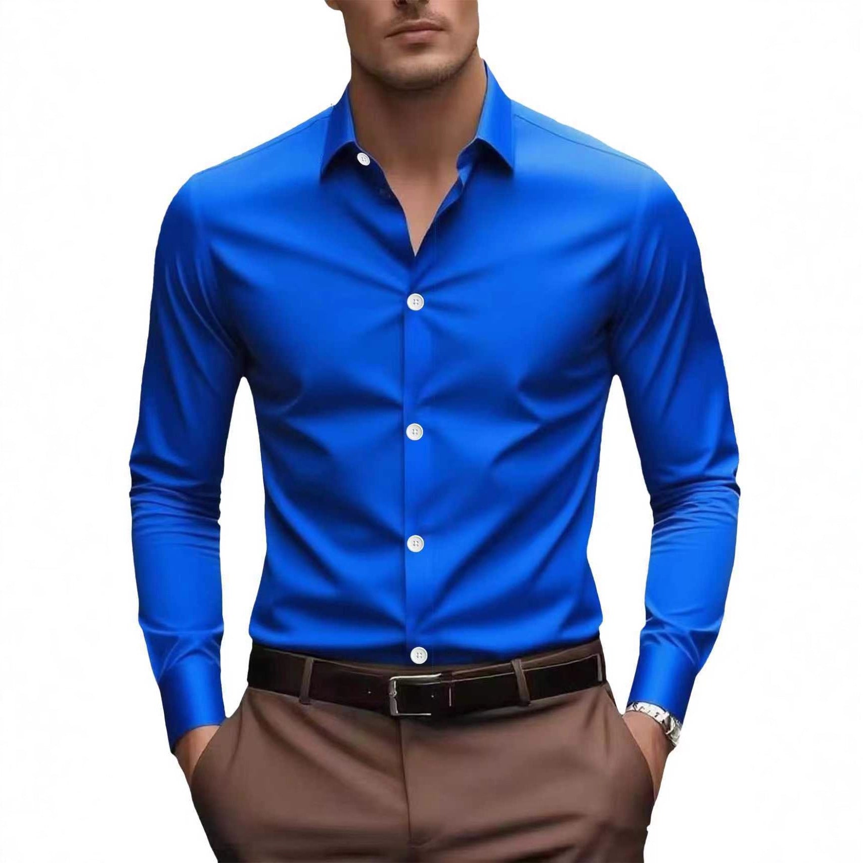 Men's Slim Fit Long Sleeve Business Dress Shirt – 12 Colors, S–3XL | Canada & USA