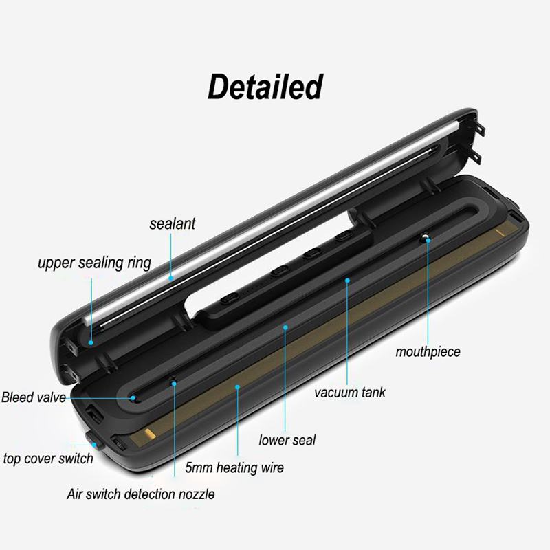Rechargeable Vacuum Sealer Machine with 15 Bags Included, AU EU UK US Plug