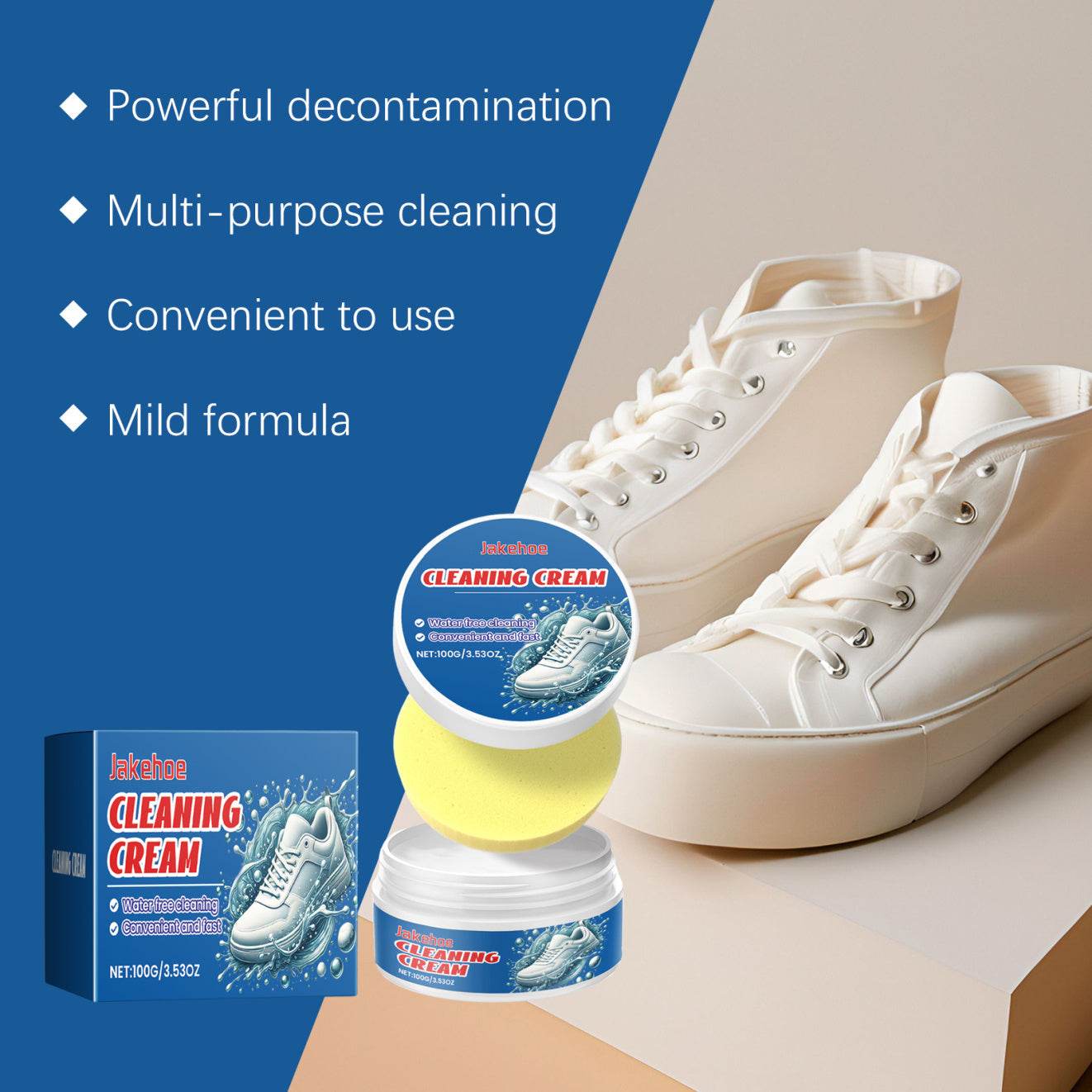 Jakehoe White Shoes Cleaning Balm Water-free Washing Brightening Stain remover