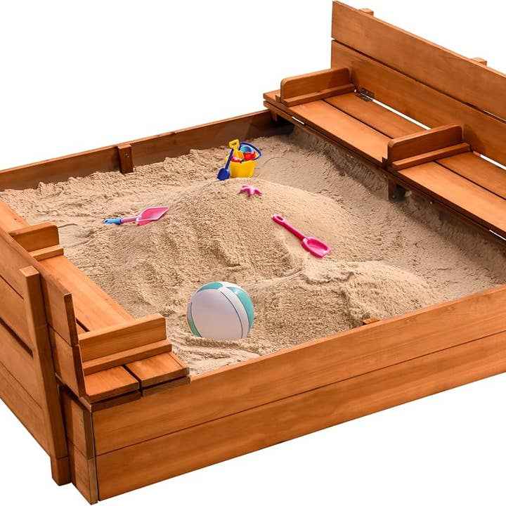 Play22 - Large Wooden Kids Sandbox with Lid