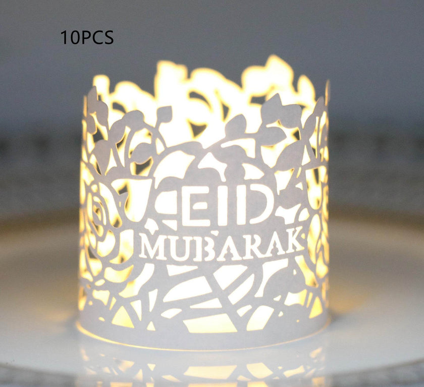 MOQ200 Ramadan Electronic Candle Lampshade Laser Cutout