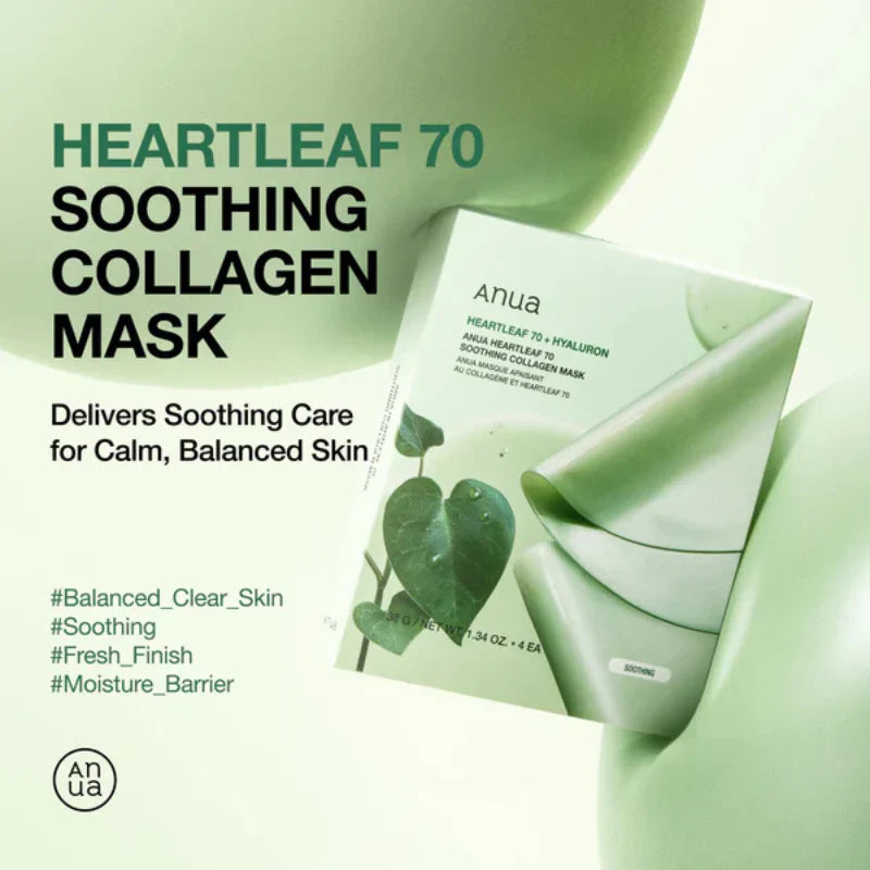 Anua Heartleaf 70 Soothing Collagen Mask 38g - 1 BOX 4 PCS