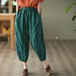 Women's Striped Cotton Linen Harem Bloomer Pants – High Waist Cropped