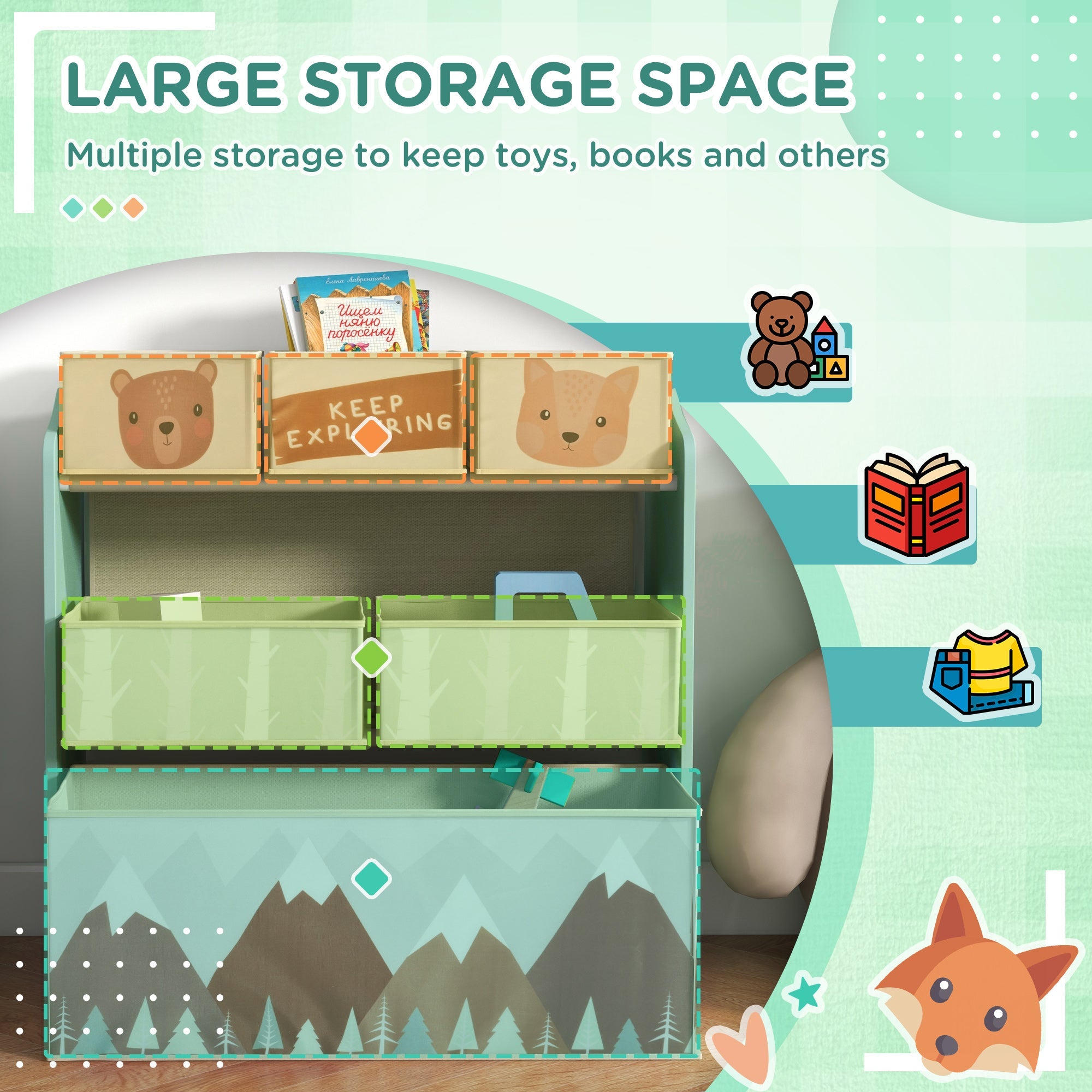Kids Toy Organizer with 6 Storage Bins, 25