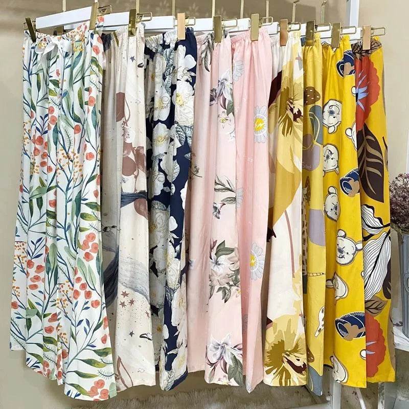Cotton Silk Pajama Lounge trouser Pants Summer Women