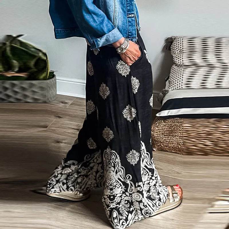 Casual Drawstring Spring Summer Wide Leg Linen Boho Pant women