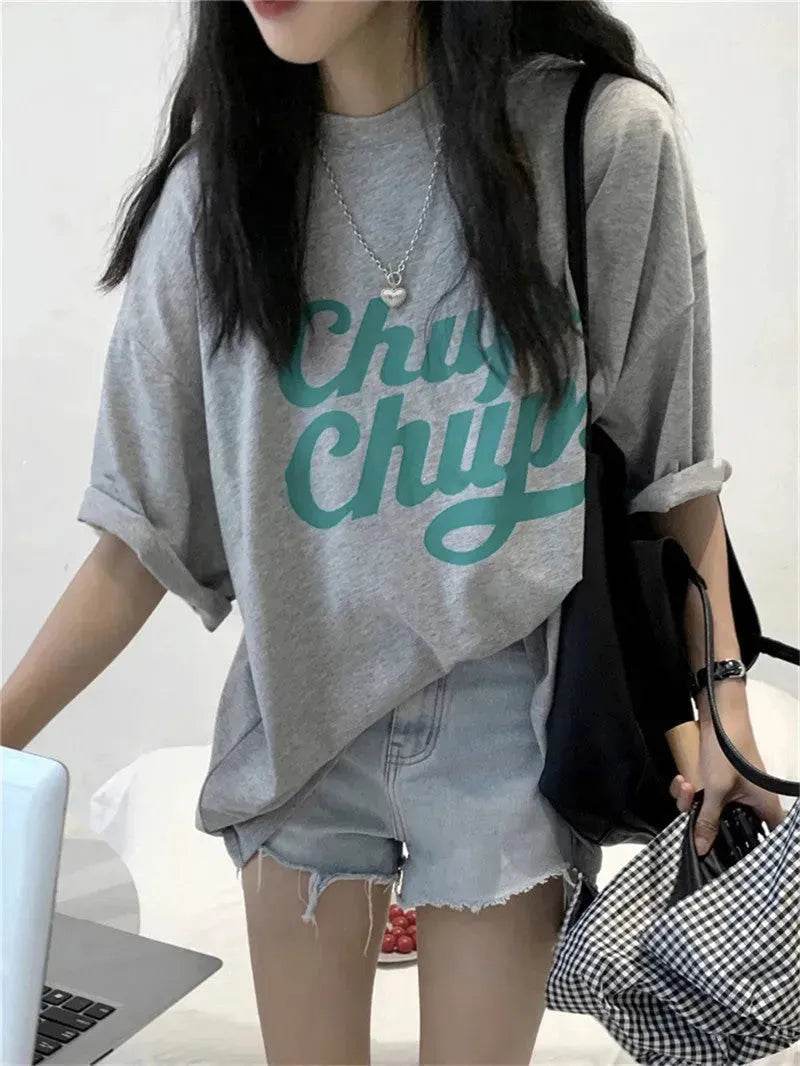 Street Fashion Oversized women round neck polo y2k fashion
