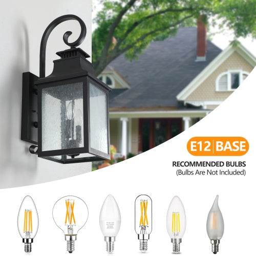 Large Outdoor Wall Light With Glass Supports Many Types Of Bulbs In 1 Pack