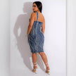 European And American Fashion Sleeveless Suspenders Elastic Denim Stitching fitted Dress