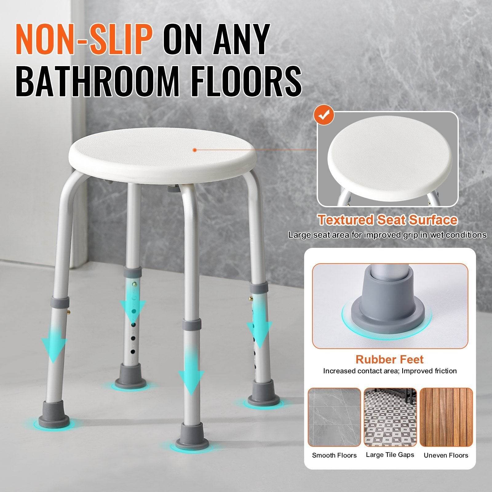 Shower Chair For Inside Shower, Adjustable Height Shower Stool, Non-Slip Bench Bathtub Seat Stool For Elderly Disabled Adults Handicap, 300 Lbs Capacity