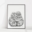 Adorable monkey hug - Art Print