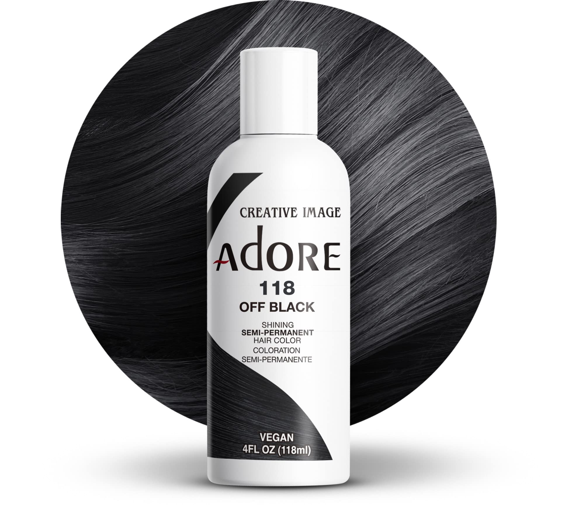 ADORE SEMI-PERMANENT HAIR COLOR - 118 OFF BLACK 4OZ