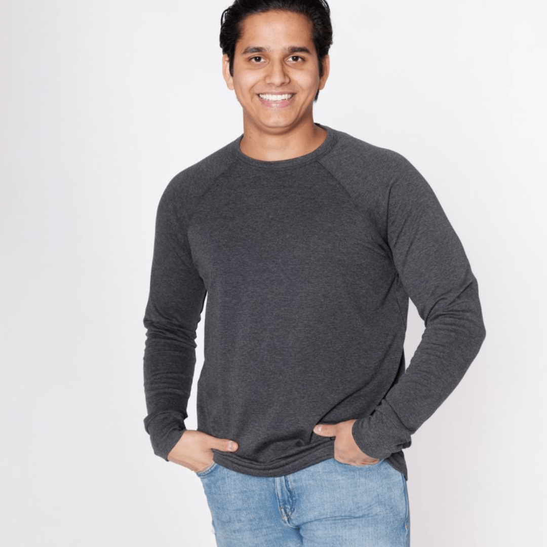 Adult Unisex Bamboo Raglan Pullover | Charcoal