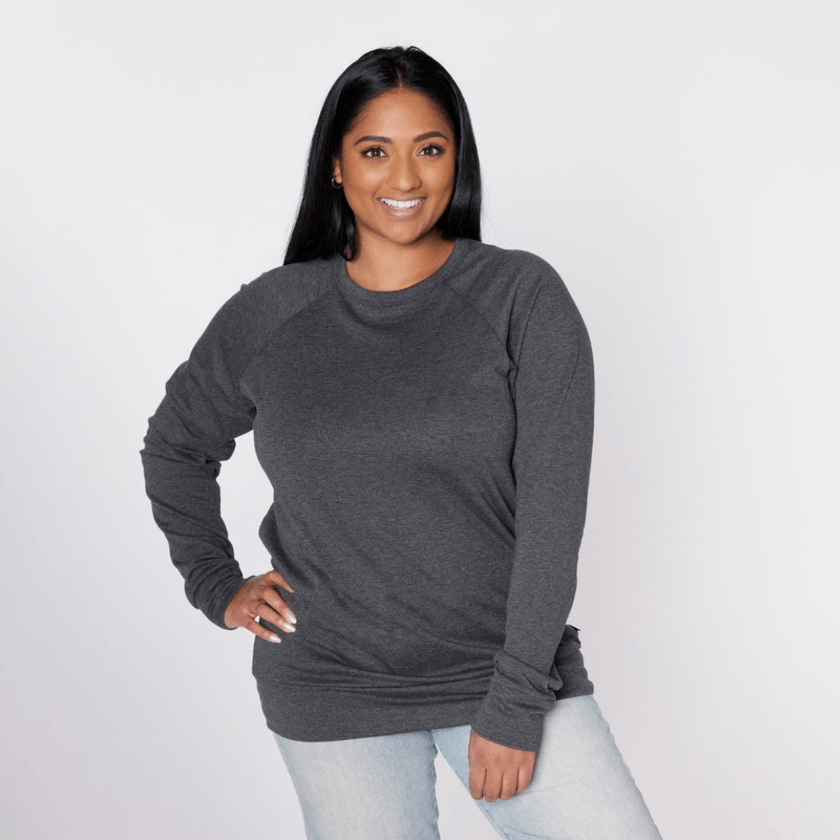 Adult Unisex Bamboo Raglan Pullover | Charcoal