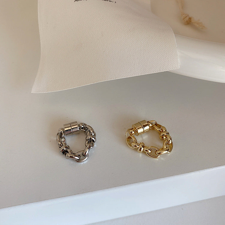 Chain Metal Magnetic Ear Bone Clip Earrings – No Piercing Vintage Alloy in Gold, Silver & Black