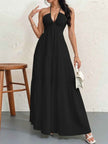Backless Halterneck V-Neck Pleated A- Line Dress Women's Clothing One-Piece Dress Ankle-length Skirt For Beach Vacation Outfits