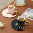 4pc set Creative Porcelain Ceramic Coffee Cup With Star And Moon Saucer