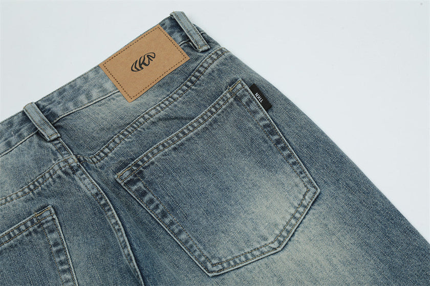 Men's Loose Wide-Leg Contrast Color Jeans – Fashion Baggy Denim Trousers
