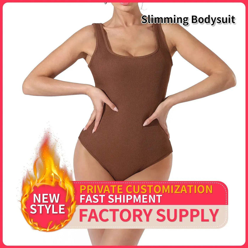 One piece Full body shaper Sleeveless Square neckline Bodysuit