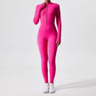 Athleisure Bodycon Long Sleeve Turtleneck Zip up Hip Raise Workout Yoga Jumpsuit Activewear for Women