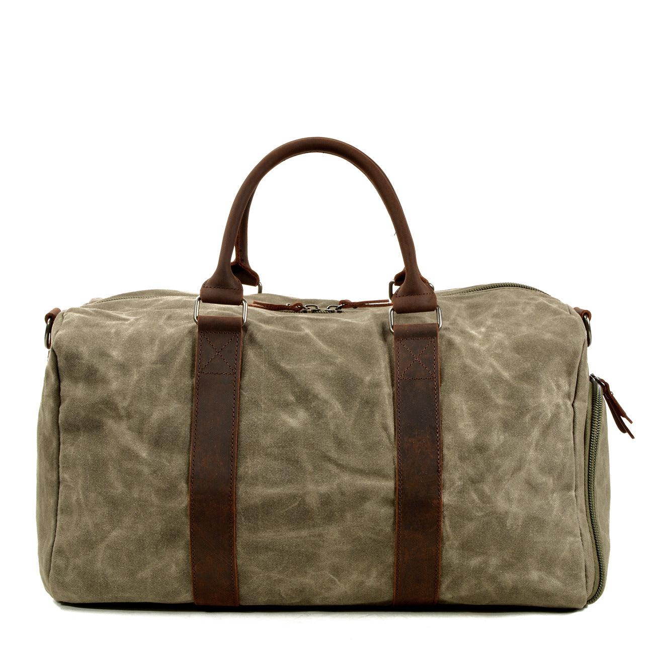 Vintage Canvas Travel Duffel Bag Weekender with Leather Handles Carry On