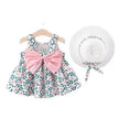 Baby Girl Floral Princess Dress with Matching Hat – Cotton Suspender Sundress for Toddlers