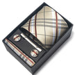 Men's Jacquard Woven Formal Tie Set – Rayon Arrow Necktie with Handkerchief, Tie Clip & Cufflinks | Canada & USA