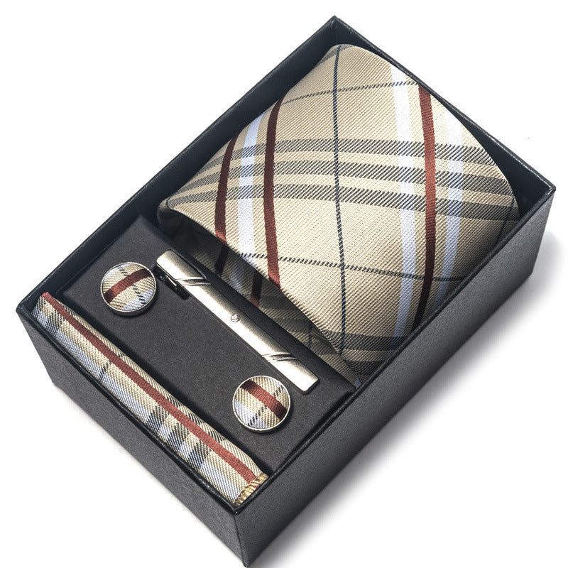 Men's Jacquard Woven Formal Tie Set – Rayon Arrow Necktie with Handkerchief, Tie Clip & Cufflinks | Canada & USA