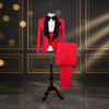 Men's Red Jacquard Tuxedo Suit Set – 3-Piece Wedding & Gala Suit