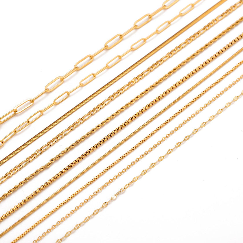 Stainless Steel Vacuum Vapor Plating 18K Gold Color Protection Lip Chain Necklace