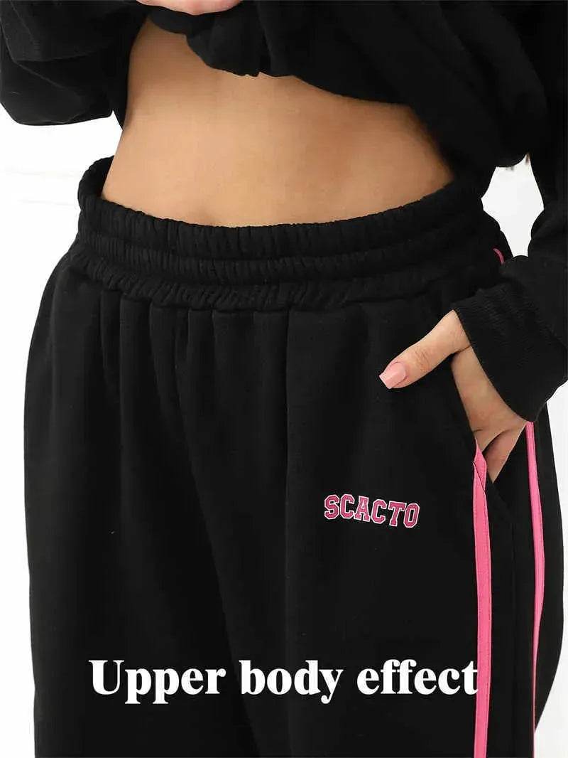 Fashion Casual joggers and hoodie set women's