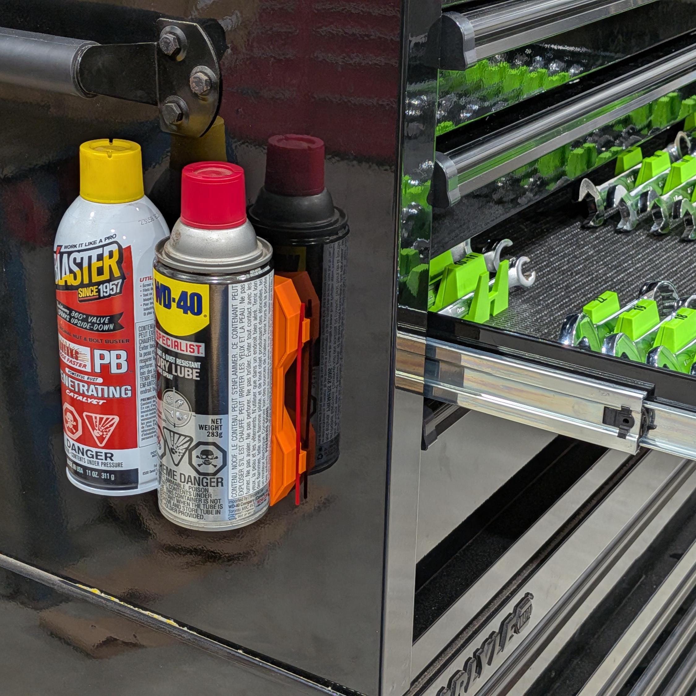 Magnetic Aerosol Can Holder with Straw Storage
