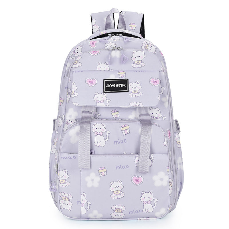 Cartoon Cat Print Large Capacity Kids Backpack – Cute Kawaii School Bag