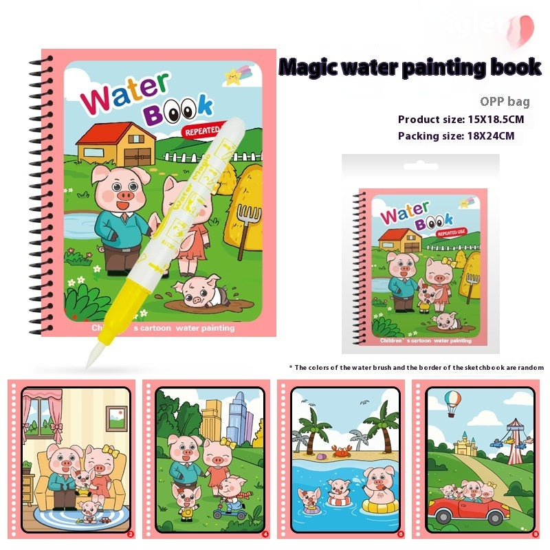 Magic Water Coloring Book for Kids – Paint with Water, Colors Appear & Disappear (6 Styles)