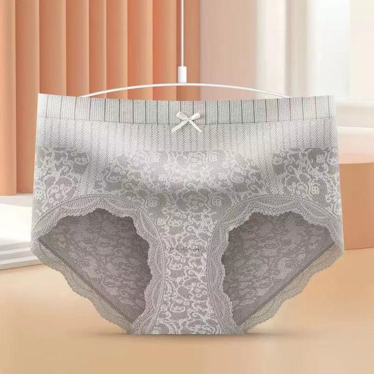 Women's Plus Size Nylon Lace Mid-Waist Slimming Briefs Shaping Underwear