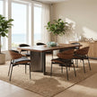 Aero Curve Walnut & Leather Dining Set with 6 Chairs