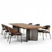 Aero Curve Walnut & Leather Dining Set with 6 Chairs
