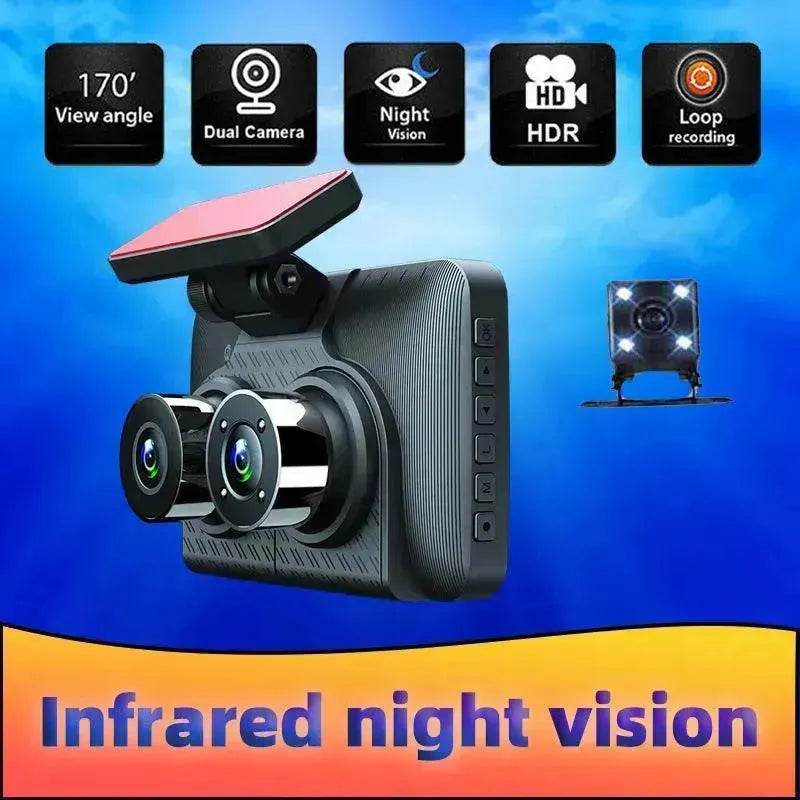 Smart WDR AND HDR 4 Inch Dashcam HD 1080P Infrared Night Vision Camera, 170 wide angle with reverse image Motion detection, Loop video, front and back video function suitable for your car and house.
