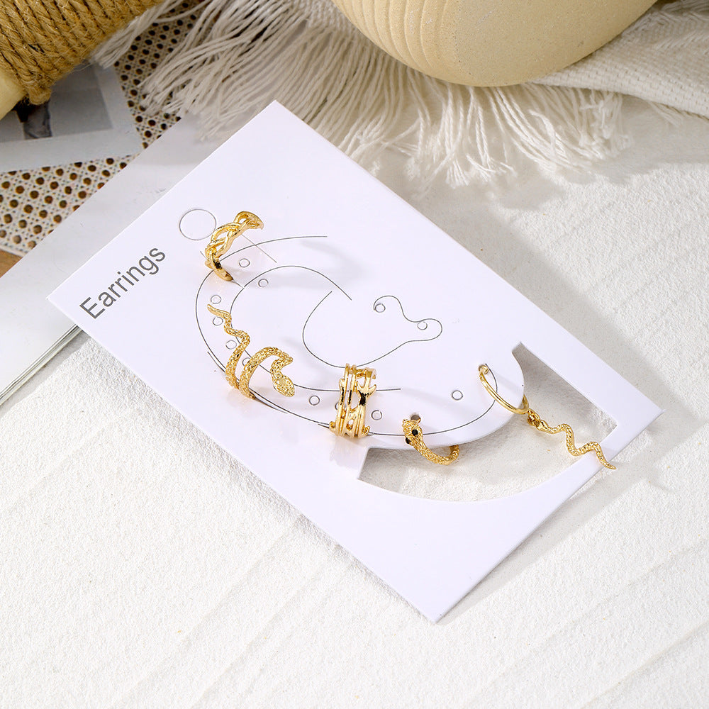 Gold Snake Ear Cuff Set – 4-Piece No-Piercing Ear Clips for Women