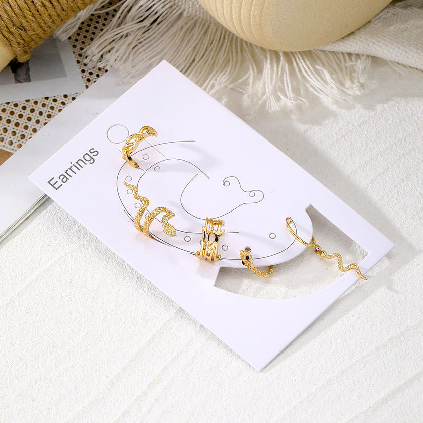 Gold Snake Ear Cuff Set – 4-Piece No-Piercing Ear Clips for Women