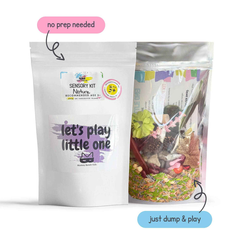 monkey bandit kids - Easy Forest & Nature Sensory Kit - Dump and Play Bag - Made in Canada