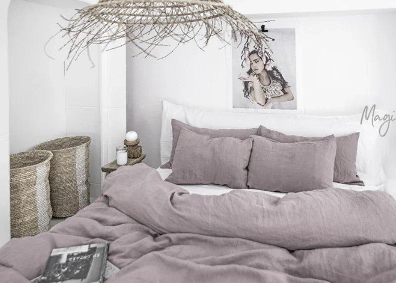 Pure Linen Washed Fabric Duvet Cover and Bed Sheet Set