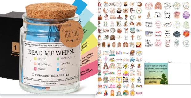 Bible Verses In A Jar – 90 Scripture Cards Glass Jar (Colours A, B, C)