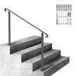 Handrails For Outdoor Steps, Fit 3-5 Steps Outdoor Stair Railing, Wrought Iron Handrail, Flexible Front Porch Hand Rail, Black Transitional Hand Railings For Concrete Steps Or Wooden Stairs