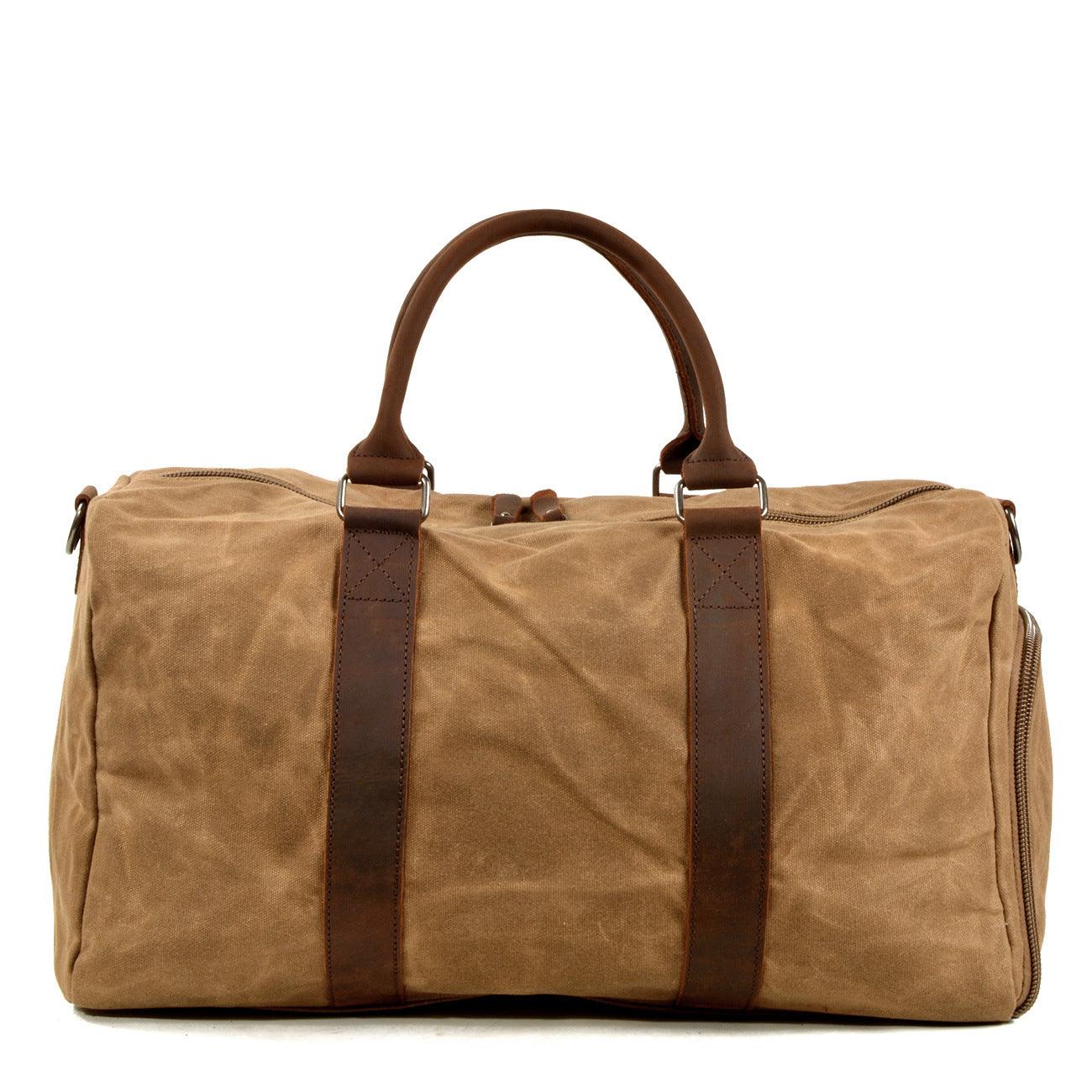 Vintage Canvas Travel Duffel Bag Weekender with Leather Handles Carry On