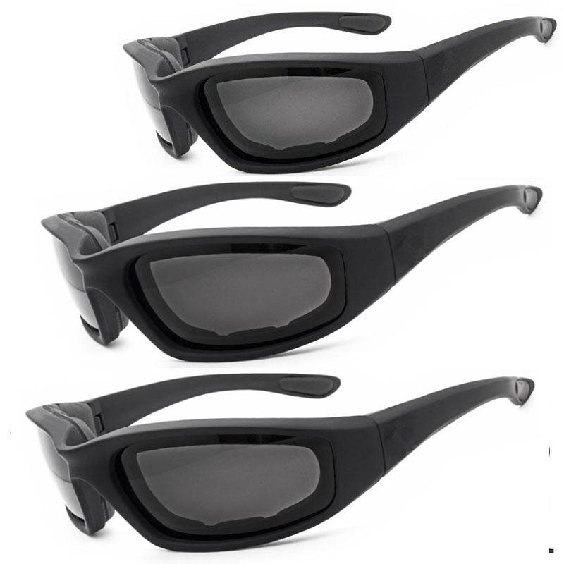 Cycling Sunglasses Chopper Outdoor Sports Glasses For Men Wrap Around UV400 Protection For Fishing Driving Glasses Windproof Gray Lens 3 Pack