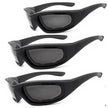 Cycling Sunglasses Chopper Outdoor Sports Glasses For Men Wrap Around UV400 Protection For Fishing Driving Glasses Windproof Gray Lens 3 Pack